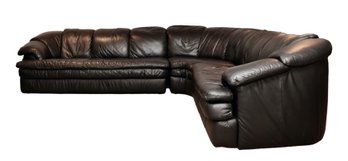 Natuzzi Italia Salotti Spa Black Leather  Sectional 3-Piece Sofa
