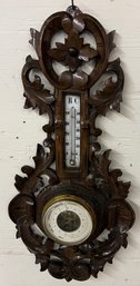 Semi Antique Walnut Barometer/thermometer