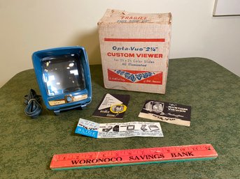 Pristine Opta-View Slide Viewer 35mm To 2 1/4 Film Mini TV Style Works Great Original Vintage Box And Papers