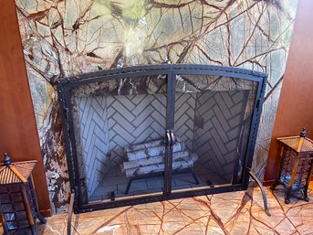 Beautiful Fireplace Screen With Opening Doors