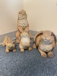 Set Of Decorative Rabbit Sculptures