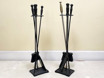 A Pairing Of Vintage Iron Fireplace Tools