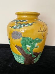 Wang Bing Rong Chinese Jar Yellow And Green