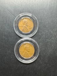 2 Wheat Pennies 1945, 1945-D