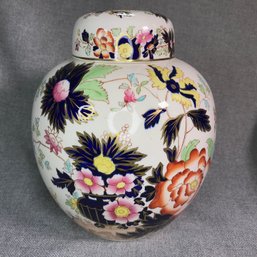 Gorgeous Vintage Antique MASON'S Ironstone Mandarin Ginger Jar With Lid - Hand Decorated Transferware - Nice !