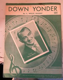 1948 Ragtime Jazz Sheet Music Emphemera Down Yonder Sung By Freddie Martin & Orchestra
