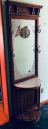 Vintage Pulaski Hall Tree Mirror With Marble Table Top