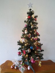 Fully Decorated 4 Ft Christmas Tree With Lights And Ornaments