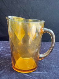 Hazel Atlas Diamond Amber Optic Glass Pitcher