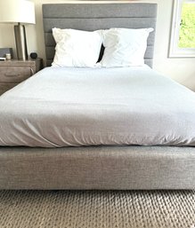 Pottery Barn Full Size Grey Upholstered Bedframe  (LOC: W1)