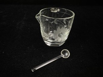 Floral Glass Salt Bowl And Spoon