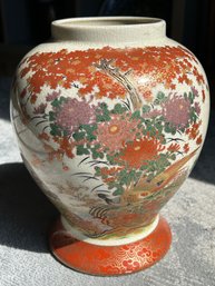 Vintage Japanese Satsuma Style Vase With Crackleure Finish