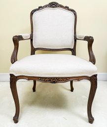 A Louis XV Style Fauteuil In Modern Linen