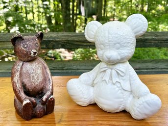 Ceramic Bears - A Bank And A Statue