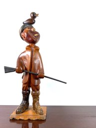 Vintage Romer - Italian Hand Carved Wooden Figure Of A Hunter