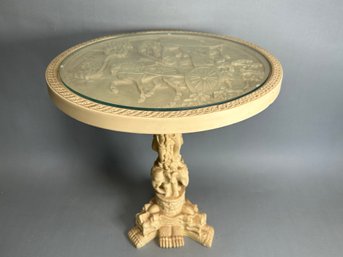 Stunning Vintage Quality Made Carved Cast Resin Asian Table