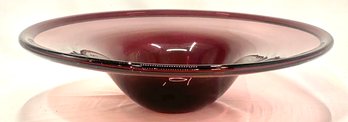 Vintage Plum Handblown Art Glass Console Bowl