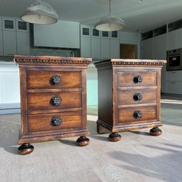 A Pair Of Guido Zichele Provincial Carved Maple & Walnut End Tables
