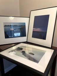 Set Of Three Framed Matted Photographs Of Long Island Signed By Ralph Pugliese Jr. 11' X 14'