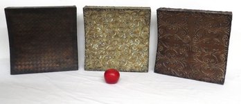 Trio Of Bombay Textured Metal Sculpture / Wall Art Panels - Lot 1