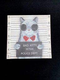 Vintage Super Cute Bad Kitty Mug Shot Canvas