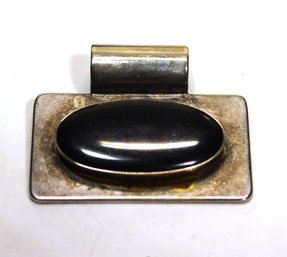 Large Sterling Silver Black Onyx Pendant