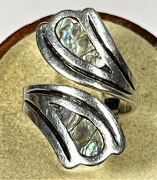 Mexican Vintage Sterling Silver Ring Size 7.5 Abalone Shell