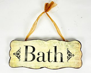 A Painted Wood Bath Sign