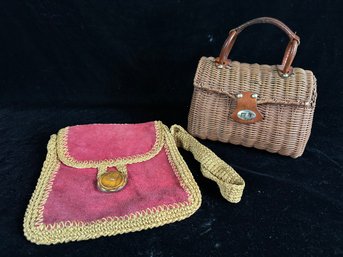 Knitted Purse And Woven Basket Purse