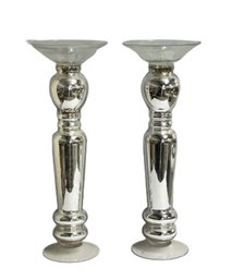 Two Tall Mercury Glass Centerpieces