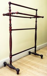 A 19th Century Turned Cherry Blanket Rack - With Brass Fittings