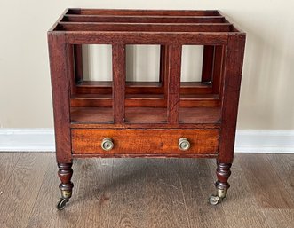 Antique English Sheraton Canterbury Mahogany Magazine Rack