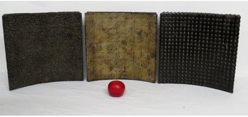 Trio Of Bombay Textured Metal Sculpture / Wall Art Panels - Lot 2