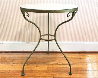 A Vintage Brass Side Table With Marble Top