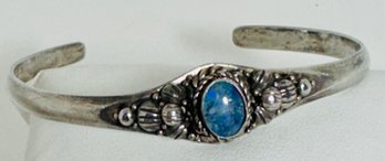 PRETTY STERLING SILVER AND OPAL CUFF BRACELET