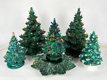 A Collection Of Vintage Ceramic Light Up Christmas Trees - Mid Century Christmas Decor Staples!