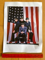 The Beattles And USA American Flag Poster Numbered 8,622/10,000 12x16
