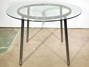 A Vintage Modern Chrome And Glass Dining Table