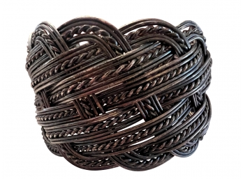 Wide Braided Metal Cuff Bracelet