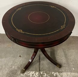 1940s Leather Top Mahogany Drum Table