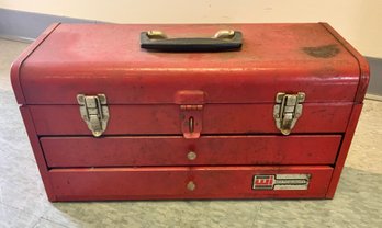 Vintage Waterloo Industries Tool Box ~ 2 Drawer With Top Opening ~ Full Of Tools (T)