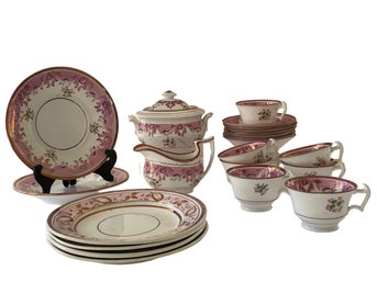 Antique Pink Lusterware Tea Set