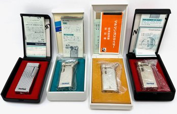 4 New In Box Maruman Japanese Lighters With Certificates Of Authenticity