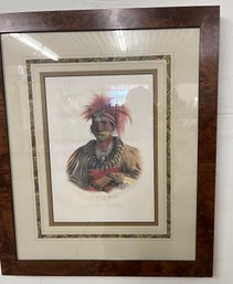 Framed Hand Colored Native American Print