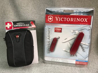 Lot (1 Of 2) Genuine VICTORINOX - SWISS ARMY Knife & Smaller Knife - Plus Gift Utility Case - $100 TOTAL VALUE