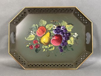 A Beautiful Vintage Tole Tray By Nashco Products, Hand-Painted