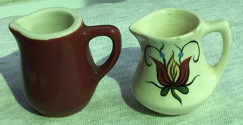 Lot Of 2 Miniature Mini Hall Pottery & Good's Pottery Pitcher / Creamers