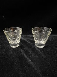 Vintage Hazel Atlas Clear Glass Skol Dot Glasses Set Of 2