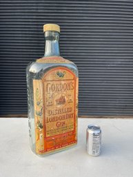 Huge Vintage 21-Inch Tall Gordons Gin Glass Bottle Store Display