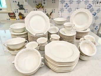 Large Collection Wedgwood Embossed Queen's Ware Dinnerware